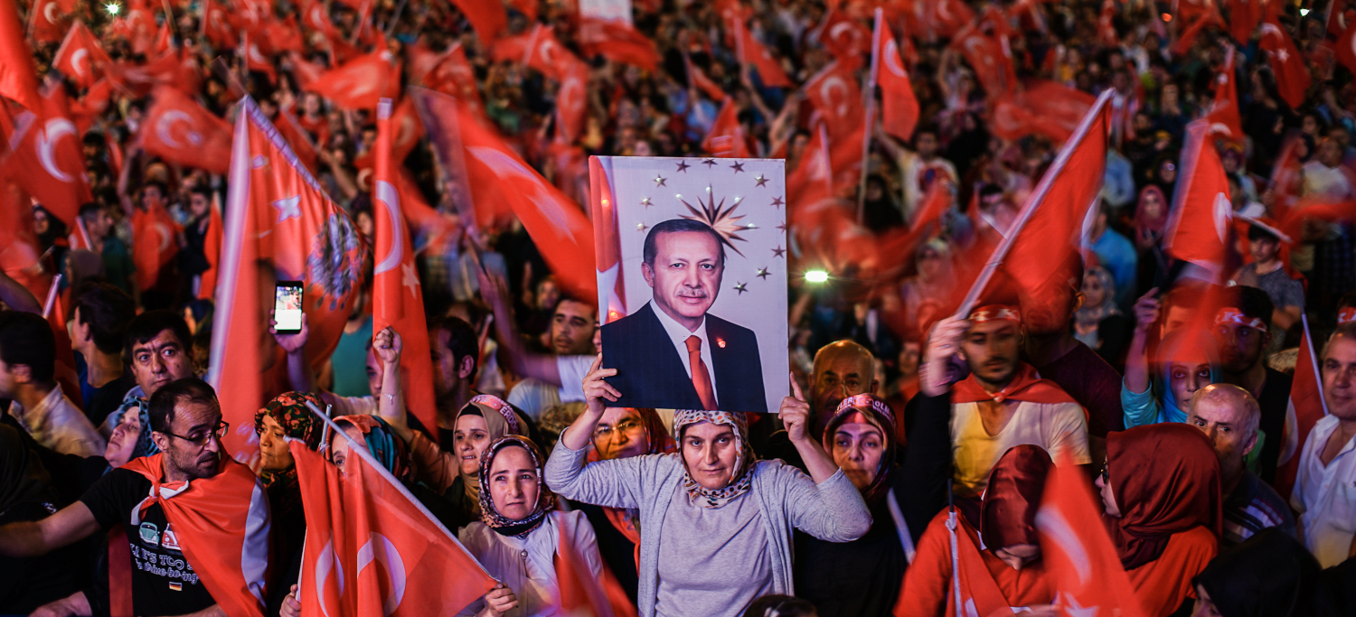 After coup nightly demonstartion of president Erdogan supporters.