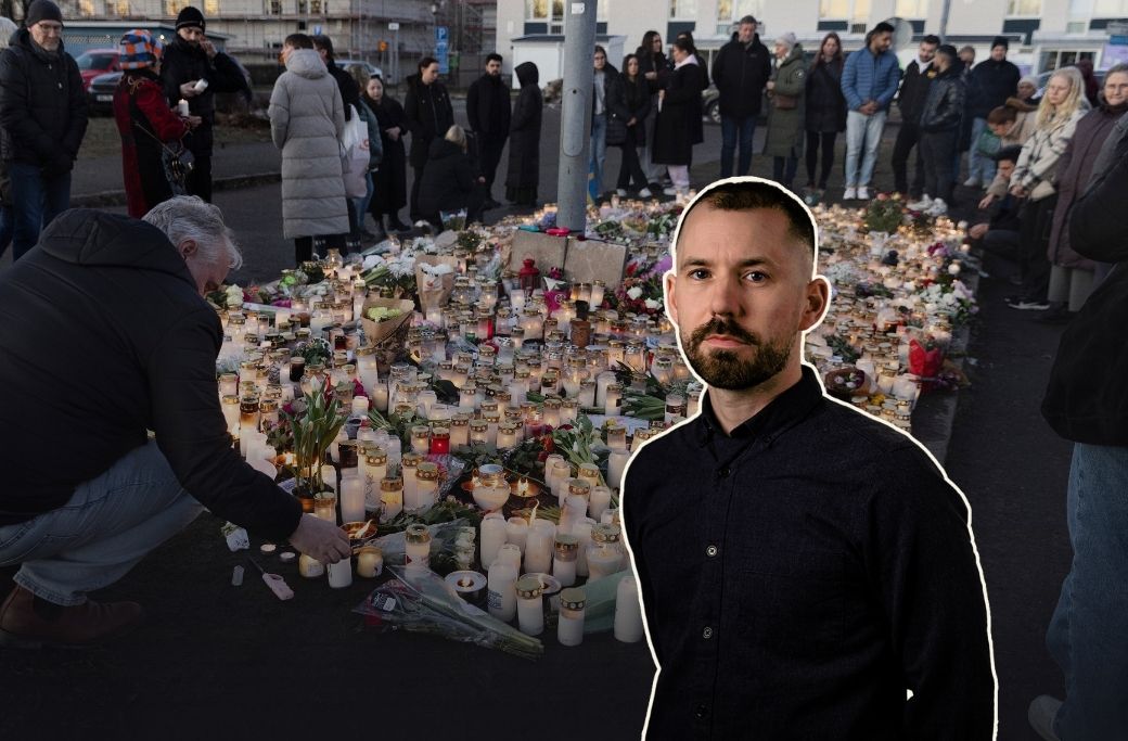 Minnesplatsen utanför Risbergska skolan i Örebro efter tisdagens masskjutning.