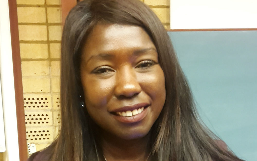 Victoria Kawesa after giving a lecture in Ekonomikum (Uppsala University) on 31 March 2017