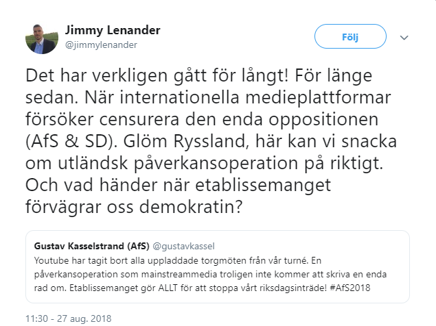 Jimmy Lenander kallar Afs sann opposition