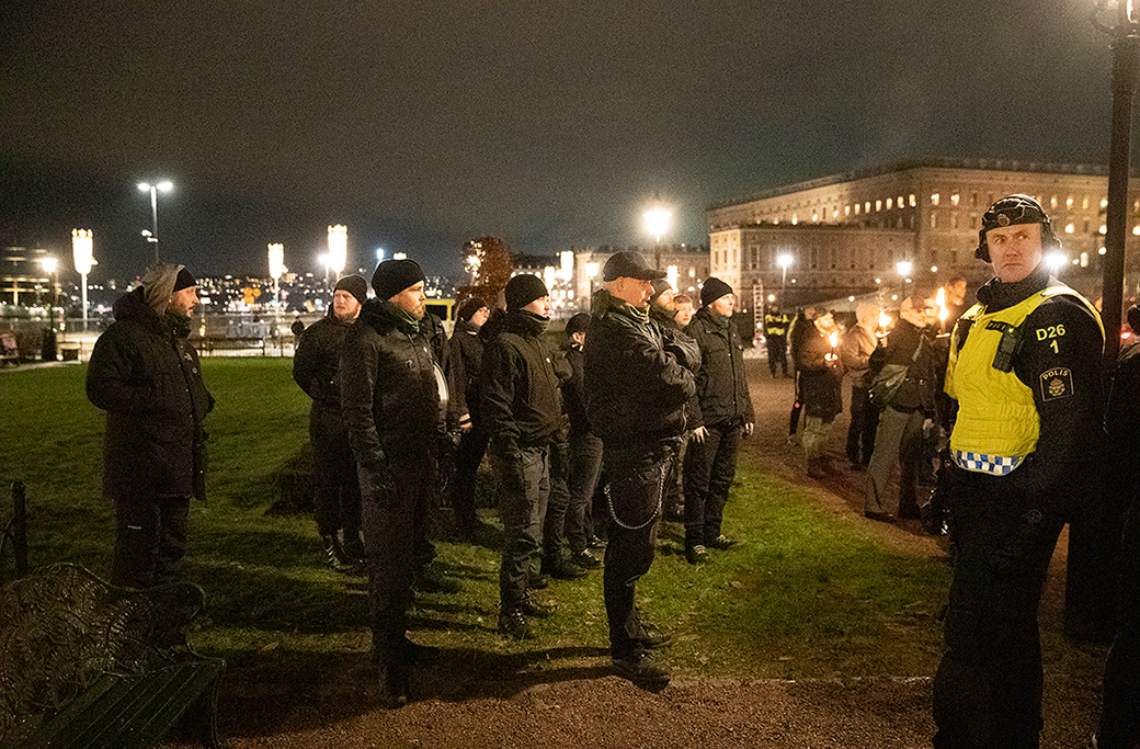 NMR-aktivister på plats i Kungsträdgården under den 30 november 2022.