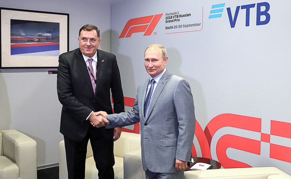 Milorad Dodik och Vladimir Putin.