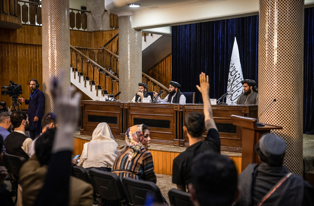 Talibanernas presskonferens den 17 augusti 2021 efter maktövertagandet i Kabul
