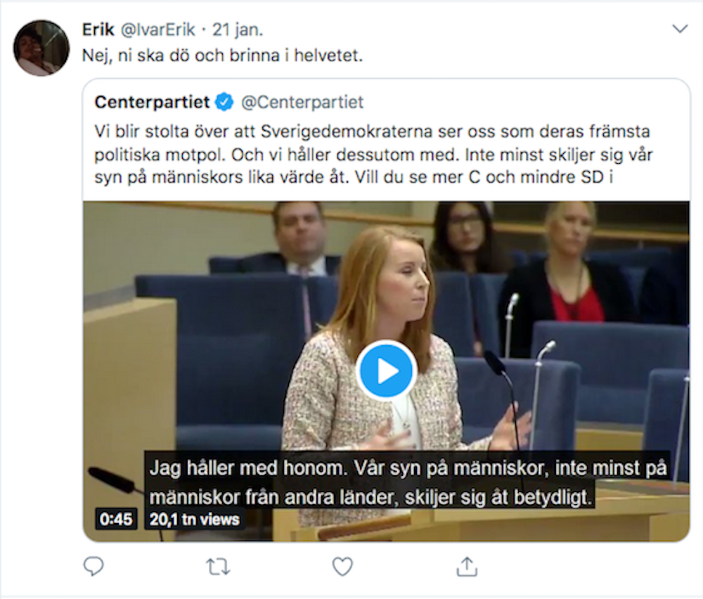 KD-politiker sprider hat på nätet