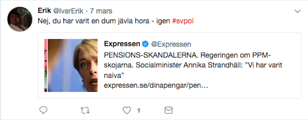 KD-politiker sprider hat på nätet